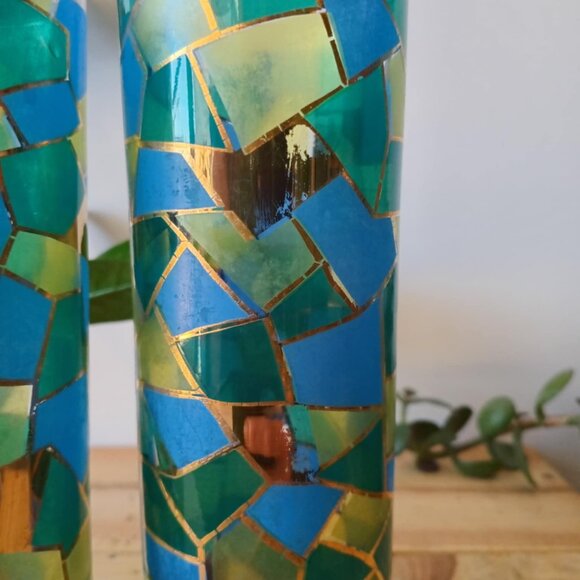 Set (2) Vintage Federal Glass Mosaic Collins Glasses - Picture 5 of 9